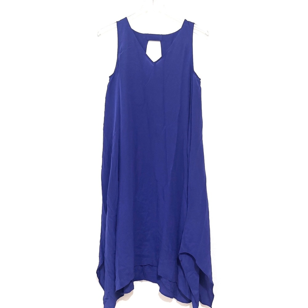 Eileen Fisher | Silk Royal Blue V-Neck Sheath Midi Dress